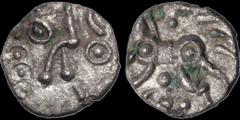 Celtic CELTIC BRITAIN. Western Region. Dobunni. Eisu. Ca A.D. 20-43. AR unit. 1.08 gm. 13 mm. Disjointed head right / Stylized horse left. ABC 2084 (very rare). S. 382. Very Fine; lightly porous.