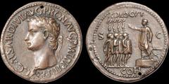 Other ROMAN EMPIRE. "Paduan" after Giovanni Cavino (1500-1570). Caligula. Æ cast; sestertius module. 18.18 gm. 33 mm. Caligula, laureate bust left; C CAESAR DIVI AVG PRON AVG P M TR P IIII / Caligula 
