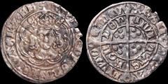 British Hammered Henry VII. 1485-1509. AR groat. 2.64 gm. 26.5 mm. Class IIIc. Pansy (normal) i.m. London. Facing medieval style bust of more realistic style; crown (no 4) with one plain and one jewel