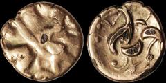 Celtic Britain CELTIC BRITAIN. North Eastern, "Corieltauvi" uninscribed. South Ferriby type. Circa 50 B.C-A.D. 30. AV fouree stater. 4.38 gm. 19 mm. Disjointed laureate head representation / Disjointe