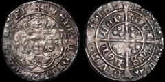 British Hammered Henry VII. 1485-1509. AR groat. 2.97 gm. 25 mm. Class III. Anchor (inverted on obverse, normal on reverse) i.m. 1490-1504. Facing bust, medieval style; double arched crown, jewels on 