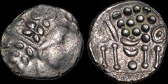Celtic Britain CELTIC BRITAIN. South Western Region. Durotriges. Circa 58 B.C. - A.D. 43. AR stater (white gold type). 4.49 gm. 20 mm. Cranborne Chase type. Wreath and crescents (disjointed portrait o