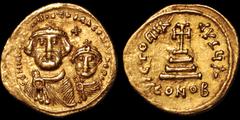 Byzantine BYZANTINE EMPIRE. Heraclius, with Heraclius Constantine. 610-641. AV solidus. 4.45 gm. 21 mm. Constantinople mint, 4th officina. Draped facing busts of Heraclius and Heraclius Constantine, w