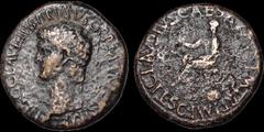 Roman Imperial Nero Claudius Drusus. Died 9 B.C. Æ sestertius. 23.09 gm. 32 mm. Rome mint. Struck under Claudius, A.D. 42-43. His bare head left; NERO CLAVDIVS DRVSVS GERMANICVS IMP / Claudius seated 