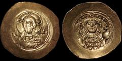 Byzantine BYZANTINE EMPIRE. Michael VII Ducas. 1071-1078. EL histamenon nomisma. 4.41 gm. 28 mm. Constantinople mint. Facing bust of Christ, holding book of Gospels and raising hand in benediction / F