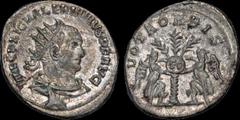 Roman Imperial Valerian I. A.D. 253-260. AR antoninianus. 3.66 gm. 21 mm. Samosata mint. His radiate, draped, and cuirassed bust right; IMP C P LIC VALERIANVS P F AVG / Two Victories hanging shield in