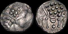 Celtic Britain CELTIC BRITAIN. South Western Region. Durotriges. Circa 58 B.C. - A.D. 43. AR stater (white gold type). 4.49 gm. 20 mm. Cranborne Chase type. Wreath and crescents (disjointed portrait o