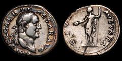 Roman Imperial Galba. A.D. 68-69. AR denarius. 3.43 gm. 19 mm. Rome mint. Struck circa July 68 - January 69. His laureate head right; IMP SER GALBA CAESAR AVG / Livia, draped, standing left, holding p