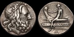 Greek KINGS OF MACEDON. Time of Antigonos II Gonates-Demetrios II Aitolikes. 246/5-229 B.C. AR tetradrachm. 16.76 gm. 30 mm. Amphipolis or Pella mint. Head of Poseidon right, with luxuriant hair bound