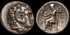 Greek SELEUKID EMPIRE. Seleukos I Nikator. 312-281 B.C. AR tetradrachm. 17.22 gm. 27 mm. In the types of Alexander III of Macedon. Seleukeia on the Tigris I mint. Struck circa 300-281 B.C. Head of Her