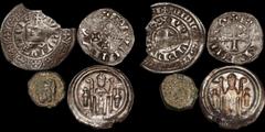 Medieval A LATE MEDIEVAL EUROPEAN STUDY LOT FROM THE ROBERT HOGE COLLECTION. 4 COINS. •FRANCE. Philip IV (1285-1314). AR demi-gros tournois. Large (3/4's) fragment, VF. •-. Aquitaine and Poitou. Willi