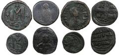 Ancient coin Byzantine coin - Lot 4 coins Follis nd AE. Follis nd. Anastasius I (2), John I Tzimisces (1), Michael IV (1). SBC 16, 19v, 1793, 1825. VG to F