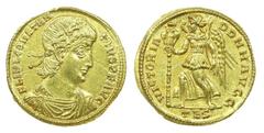 Gold Coin Constantius II - Solidus nd AU. Solidus nd (Thessalonica, AD 337-40). VICTORIA DD NN AVGG; TES in ex. 4,49 g. SM 17797. BELA EF