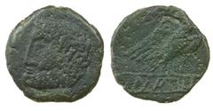 Ancient coin Murtilis - Semisse nd AE. Semisse nd. A/ cabeça barbada à esquerda. R/ Águia de frente c/ cabeça virada à esquerda, topónimo "MVRTILI" dentro de cartela. 6,36 g. AGI MUR 11.01, AB 1764. B