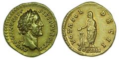 Gold coin Antoninus Pius - Aureus nd AU. Aureus nd (Rome, AD 147-159). VOTA SOL DEC II. 7,28 g. CRC 354. BELA EF