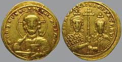 The TV collection of Byzantine gold coins Nicephorus II Phocas (963-969) with Basil II, histamenon nomisma, 4,35 g Au, 20 mm, +IhS XPS RЄX RЄÇNANTIIM, nimbate bust of Christ facing, wearing pallium an