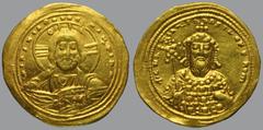 The TV collection of Byzantine gold coins Constantine VIII (1025-1028), Histamenon Nomisma, Constantinople, 4,38 g Au, 24 mm, + IhS XIS REX REGNANTihm, bust of Christ facing, raising hand in benedicti