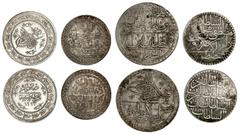 WORLD COINS-EUROPE Turkey. Ottoman. Mustafa II-Mahmud II. Quartet of Crowns. Kurush, Qustantiniya acs AH 1106. Some deposits, About VF; Yuzluk acs AH 1203 year 1. Some small pocks and scratch, VF; 60 