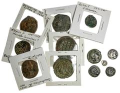 Ancient Coinage-Ancient West Ancient Greek and Byzantine Lot. Includes: Silver -- Kings of Macedon. Alexander the Great. Drachm. Fine; Ionia, Miletos, 1/12 Stater, 6th Century BC. Roaring lion head le