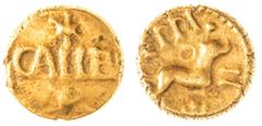The Baxter Collection of the Coins of Britain Celtic Britain. Atrebates and Regni. Eppilus (ca. 10 BC-10 AD). AV Quarter Stater. Calleva (Silchester) mint. 1.14 gm. CALLEV, star above and below, rev. 
