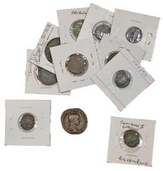 Roman Imperial. Lot of AEs. Includes Quadrans of Augustus (hands clasped). VG; Claudius and Caligula. RIC 90, 39. F-VF; an As of Agrippa. Pitting, About VF; a Sestertius of Philip I. RIC 172a. VF; lat
