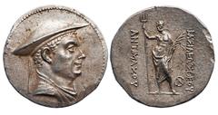 Indo-Greek Coinage Indo-Greek Kingdom of Baktria. Antimachos I Theos (ca. 180-170 BC). AR Tetradrachm. 16.95 gms. Diademed and draped bust right, wearing kausia, rev. BAΣIΛEΩΣ ANTIMAXOY, Poseidon, lau