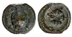 Ancient Coins Roman Republic. Anonymous, ca. 230 BC. Aes Grave Sextans. 47.9 gms. Tortoise on raised disk, rev. Wheel of six spokes on raised disk. Crawford 24/7, Syd.63a, ICC 71. Olive sea-green. Goo
