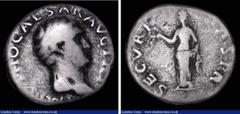 Ancient Coins Roman Denarius Otho (69AD) Obverse: bewigged head right, IMP OTHO CAESAR AVG TR P, Reverse: Securita standing left holding wreath and sceptre, RSC 15, RIC 10, 2.91 grammes, VG or slightl