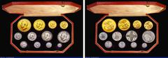 English Coins Proof Set 1911 Long Set (12 coins) Five Pounds to Maundy Set, comprising Gold Five Pounds 1911 Proof nFDC with some tiny nicks to the portrait, minor hairlines in the fields, Gold Two Po