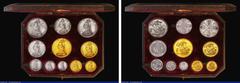 English Coins 1887 Victoria Golden Jubilee Currency set (11 coins) Comprising Gold Five Pounds 1887 AU/EF with a small indentation behind the veil, the reverse with some heavier contact marks around t