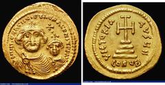 Ancient Coins Byzantine Gold Solidus Heraclius and Heraclius Constantine (c.610.641AD) Obverse: Crowned and draped facing busts of Heraclius and Heraclius Constantine; cross above. dd NN hERACLIUS ET 