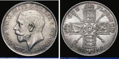 English Coins Florin 1914 Small Design, 1 of 14 points right of a bead, L of FLORIN points to a bead, ESC 933, Bull 3759, Davies 1737 dies 2E, Lustrous UNC with a subtle gold tone, in an LCGS holder a