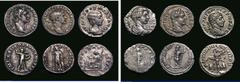 Ancient Coins Roman Denarius (6) Domitian (81-96AD) Obverse: Laureate head right IMP CAES DOMIT AVG GERM P M TR P XIII, Reverse: Minerva walking right, wielding javelin and holding shield, RIC 761, RS