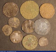 Hammered Coins GB and World hammered issues (10) GB Halfgroat Charles I mintmark Crown VG holed, GB Penny Charles I Fair with an edge chip, GB Penny Long Cross worn, Scotland (2) Twenty Pence Charles 