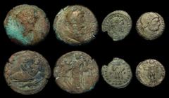 Ancient Coins Roman (9) Ae2 Magnentius (350-353AD) Lyons, Obverse: Bust right, diademed, draped and cuirassed, D N MAGNENTIVS PF AVG, Reverse: Emperor standing left, holding Victory and labarum, FELIC