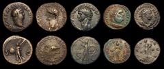Ancient Coins Roman Bronzes (5) Ae As Germanicus, struck under Caligula (37-41AD) Rome. Obverse: Bare head of Germanicus left. GERMANICVS CAESAR TI AVGVST F DIVI AVG N, Reverse: Large SC, C CAESAR AVG