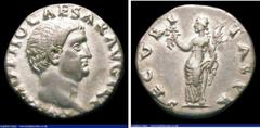 Ancient Coins Otho. Ar denarius. C, 69 AD. Rev; SECVRITAS P R; Securitas, draped, standing left, holding wreath in extended right hand, cradling sceptre in left arm. RIC 10. Good surfaces. 3.49g. VF