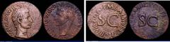 Ancient Coins Copper Asses Augustus (2) Rome 7 BC bare head r., rev moneyer M.SALVIUS OTHO (RCV 1685) bold NVF, Rome 11 AD dated series, head l. rev. legend around SC (RCV 1689) VF