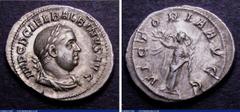 Ancient Coins Ar Denarius Balbinus, Rome 238, rev. Victory facing l. holding wreath and palm (RCV 8491) GVF toned, good metal, ex Rudiger Krause collection, Morton and Eden 18/4/02, Rare