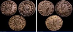 Ancient Coins Bil.Antoniniani (3) Carus, Ticinum 282, rev. Spes stg.l. (RCV 12180) GVF: Numerian, Rome 283, rev. Mercury stg.l. holding purse and caduceus (RCV 12250) GVF: Carinus, Rome 283, rev. Geni