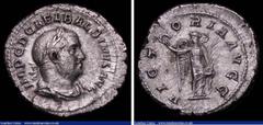 Ancient Coins Roman Denarius Balbinus (238AD) Obverse: Bust right, laureate and draped, IMP C D CAEL BALBINVS AVG, Reverse: Victory standing front with wreath and palm, 2.83 grammes, RIC 8, RSC 27 VF 