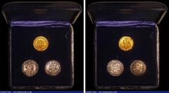 World Cased Italy Fantasy set a 3-coin set comprising Gold Florin and Silver Grosso (2) of Luchino and Giovanni Visconti, the gold Florin 5 grammes of .999 gold, the silver grosso 3.89 grammes and 4.1