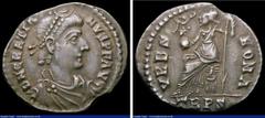 Ancient Coins Roman Siliqua Gratian (367-383AD) Obverse: Diademed and draped bust right, D N GRATIANVS P F AVG Reverse: Roma seated left on throne, holding Victory and inverted spear. VRBS ROMA Mintma