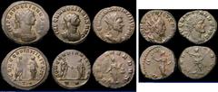 Ancient Coins Roman Ae Antoninianii (5) Aurelian (270-275AD) Obverse: Bust right radiate and cuirassed, IMP C AVRELIANVS, Reverse: Emperor standing right, clasping hands with Concordia, standing left,