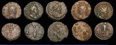 Ancient Coins Roman (18) Antoninianus (13) Gallienus (245-255AD) Rome. Obv: Bust Right, Radiate and cuirassed, Reverse: Jupiter standing left with thunderbolt held horizontally and sceptre RIC 143, RS