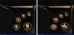 World Cased St. Helena 2019 200th Anniversary of the Birth of Queen Victoria a 5-coin set in Gold featuring modern representations of iconic deigns of the Victorian era, Five Pounds 2019 Reverse: Una 