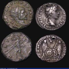 Ancient Coins Roman (2) Antoninianus Claudius Gothicus, Mediolanum (268-270AD) Obv: Bust right draped and radiate IMP CLAVDIVS PF AVG, Rev: Mars walking right holding trophy and spear, VIRTVS AVG, P i