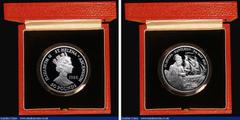 World Cased St. Helena & Ascension Fifty Pounds 1986 Napoleon/HMS Northumberland One Ounce Platinum Proof KM#10 FDC in the Royal Mint box of issue with certificate, comes with the original Royal Mint 