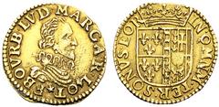 EUROPA UND ÜBERSEE FRANKREICH Chateau-Renaud ( D) Franz von Bourbon und Luise Margarete von Lothringen 1605-1614 . Florin d'or o.J. (3,17 g); PdA:6243/6240; Fr:114 Gold s.sch.