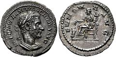 RÖMISCHE KAISERZEIT Macrinus (217-218) (D) Denarius (3,48 g), Roma, 2. Emission, Ende Juli-September 217 n. Chr. Av.: IMP C M OPEL SEV MACRINVS AVG, Büste mit Lorbeerkranz und Kürass n.r. Rv.: ANNONA 